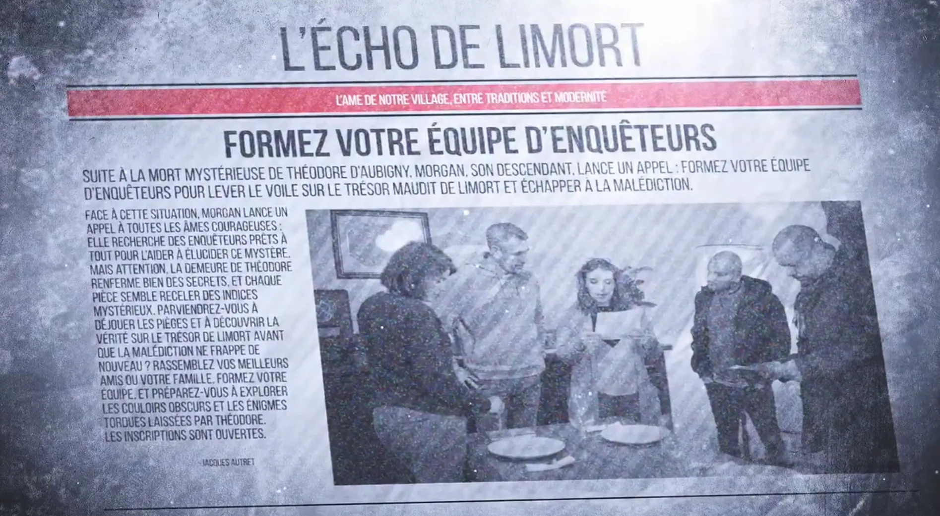 Page de journal – malédiction du trésor